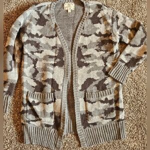 Pink Republic Gray Camouflage Camo Print Cardigan